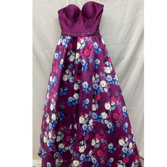 Magenta Evenings By Mon Cheri strapless corset ball gown - Picture 2 of 8